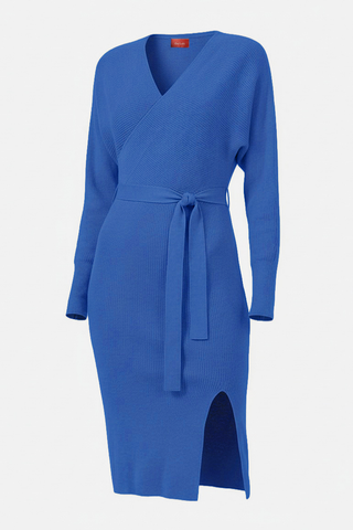 Abito in maglia TALENCE con scollo incrociato e cintura