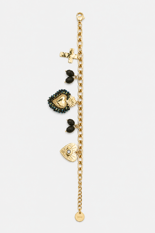 MARIE steel bracelet with sacred heart and beads