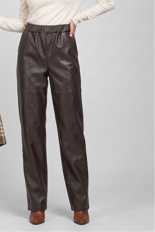 Pantalone donna NANCY in ecopelle con elastico in vita e tasche
