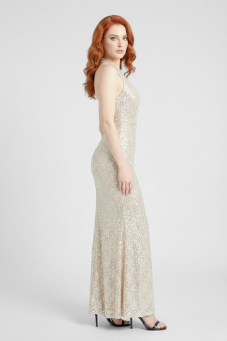 ANTIBES sleeveless full sequin maxi dress