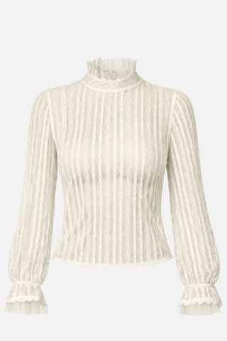 Blusa MORGANA m/l in pizzo con volant