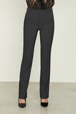 Pantaloni donna CLOES vita alta gamba dritta sartoriali con piega centrale stirata passepartout bianco nero avorio Relish
