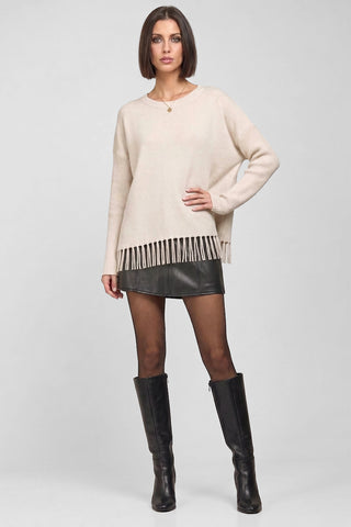 Maglione donna STANIA ampio con frange in viscosa