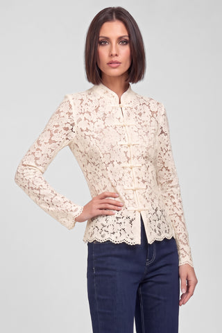 Camicia donna TIA in pizzo con collo alla coreana