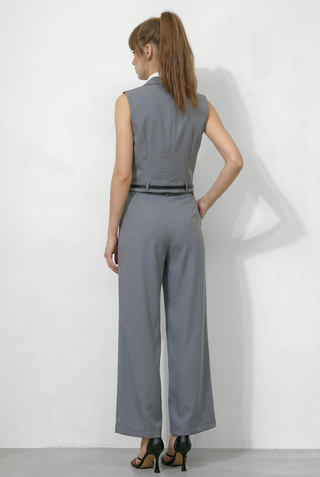 Coordinato MADAME gilet e pantaloni a gamba larga viscosa e cotone