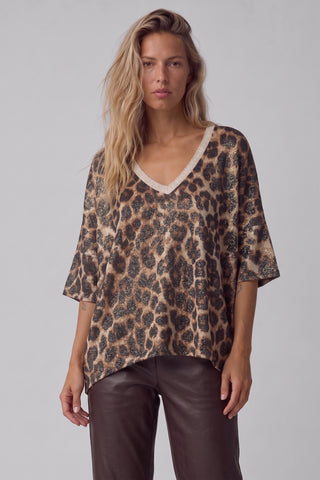 Maglia donna  Over VILLY stampa animalier lurex