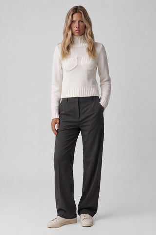 Maglione donna SEYLA in maglia collo alto e tasche applicate
