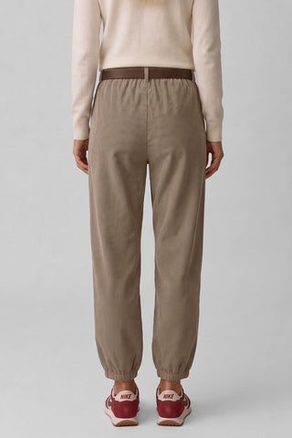 Pantalone donna KAT ampio in velluto millerighe vita alta con cintura