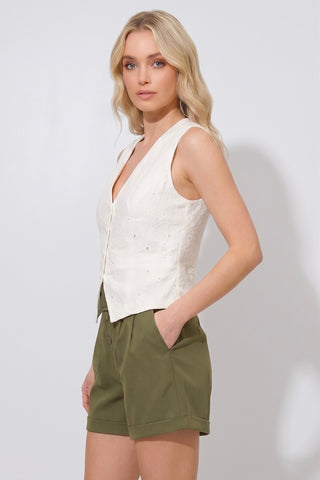 Gilet in cotone Amour pizzo San Gallo