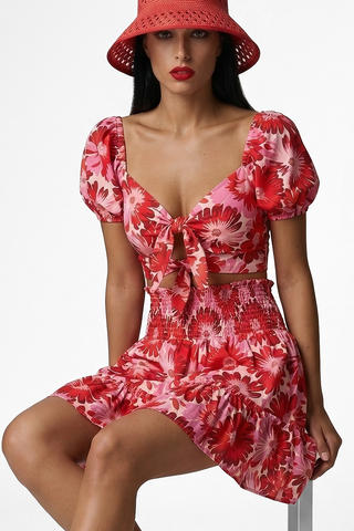 Coordinato ANTEA a fiori top  e gonna