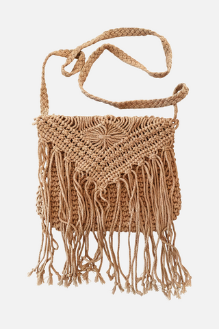 Borsa a tracolla MARTHE in cotone e frange