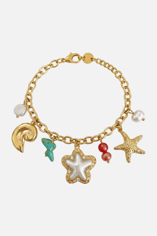 Bracciale donna regolabile GERINE con charms conchiglia e stelle marine in acciaio Oui Lulù