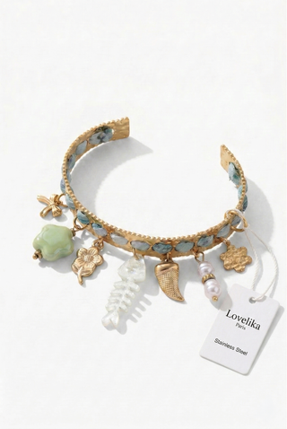 Bracciale donna GARÇON in tessuto e acciaio con ciondoli Lovelika