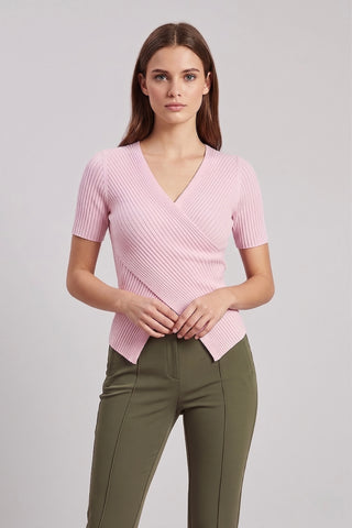 Maglia SVEVA m/m con scollo incrociato misto viscosa
