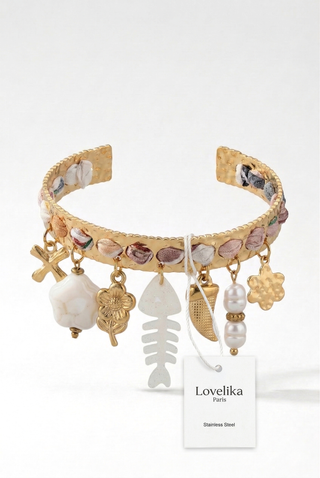 Bracciale donna GARÇON in tessuto e acciaio con ciondoli Lovelika