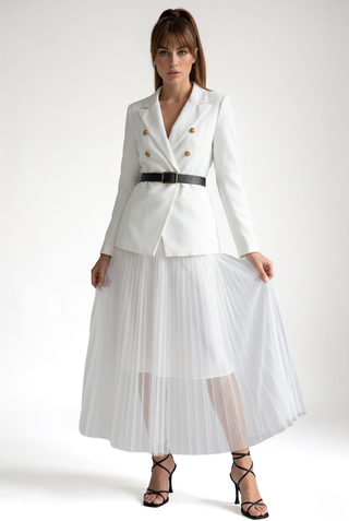 Coordinato MARILYN Blazer con cintura e gonna in tulle viscosa e cotone