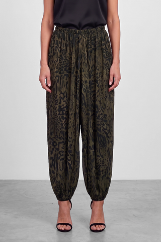 Pantalone donna RASHID animalier fluido a odalisca in misto viscosa