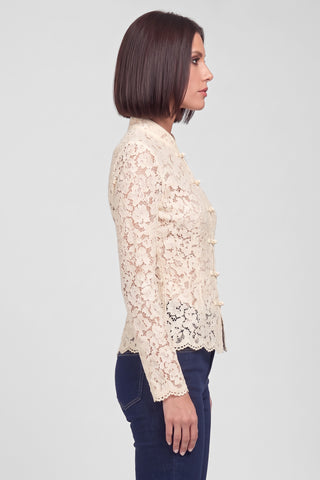 Camicia donna TIA in pizzo con collo alla coreana