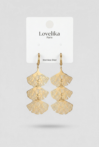 VIVANT Ginkgo Biloba Leaf Earrings in Steel