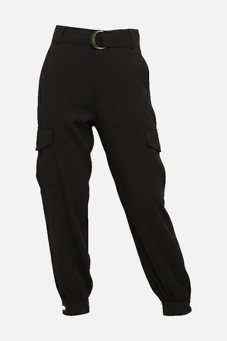 JUSTINE cargo trousers with belt and elasticated back.