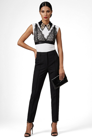 Pantaloni SELENITE cuciture frontali verticali e passanti