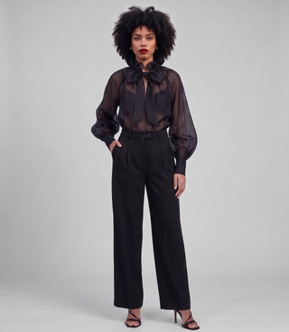Blusa trasparente KELLY in seta maniche lunghe