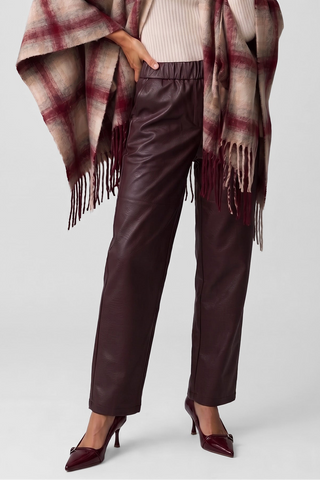 Pantalone donna NANCY in ecopelle con elastico in vita e tasche