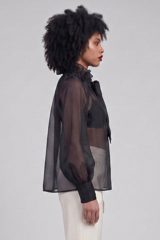 Blusa trasparente KELLY in seta maniche lunghe
