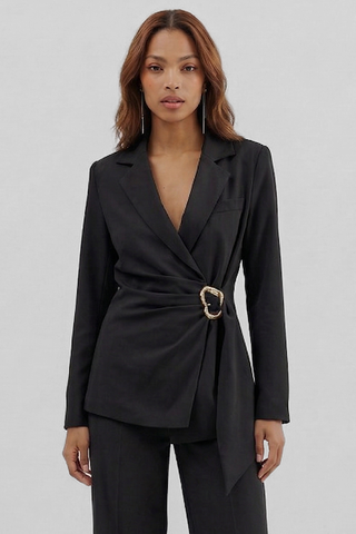 RAYA jacket with sash and jeweled buckle