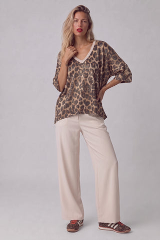 Maglia donna  Over VILLY stampa animalier lurex
