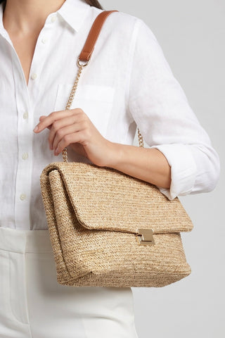 BARSABA Glitter Straw Crossbody Bag