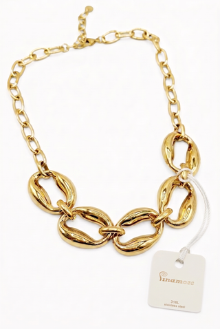 LUXEN necklace with large oval stainless steel links