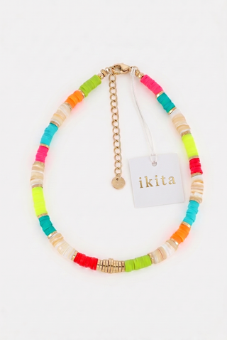 Cavigliera donna JELLY catena in acciaio con perline Heishi colorate Ikita Paris