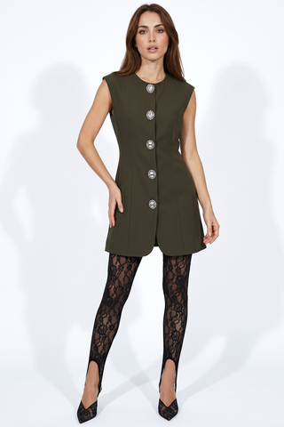 Gilet lungo FLAMINIA con bottoni gioiello