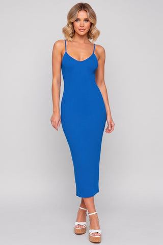 Abito midi SAMIRA in maglia fine elasticizzata a coste misto viscosa