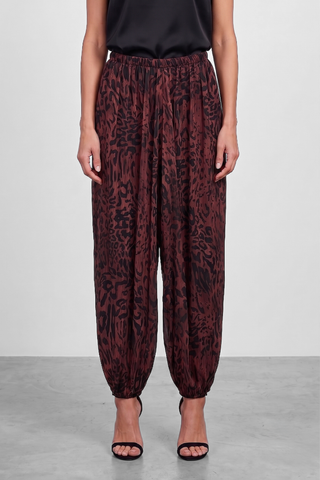 Pantalone donna RASHID animalier fluido a odalisca in misto viscosa