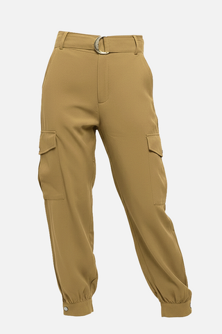 JUSTINE cargo trousers with belt and elasticated back.