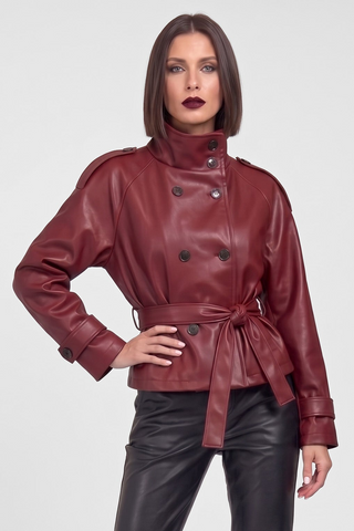 Giubbino donna FEDRA in ecopelle con collo alto