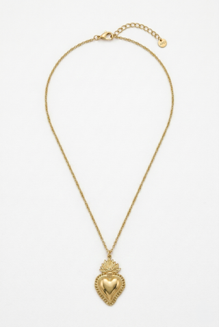 Collana donna BIJOUX regolabile con grande ciondolo cuore sacro in acciaio dorato Oui Lulù