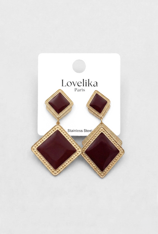 Orecchini donna BRUCELIN design geometrico smaltato Art Déco in acciaio Lovelika