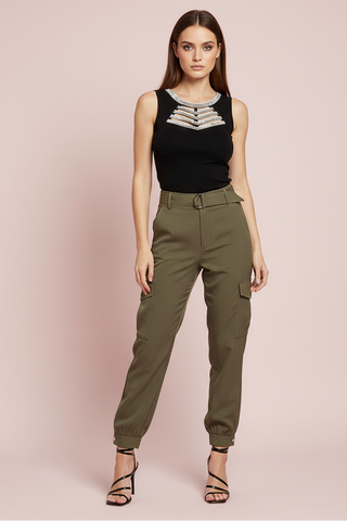 NABILA bodysuit with geometric beaded neckline