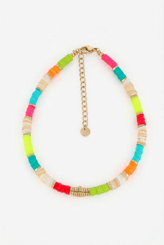 Cavigliera JELLY  catena acciaio con perline Heishi colorate