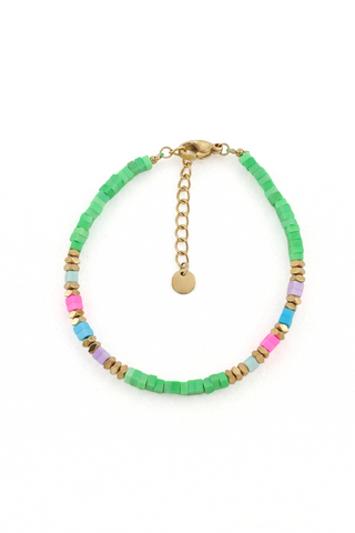 Bracciale donna MILU a catena con perle in pietra howlite tinta ipoallergenico BOHM