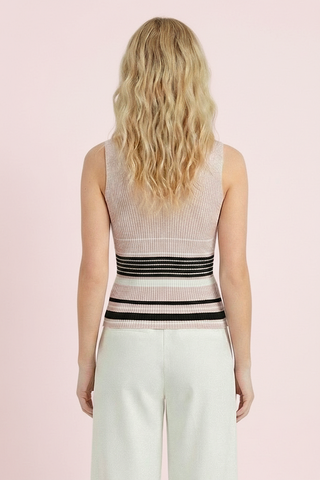 Canotta HANA penny a righe in tessuto lurex