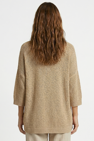 Maglia traforata DALILA  manica 3/4 scollo V profondo