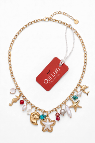 TRESOR steel necklace with marine charms
