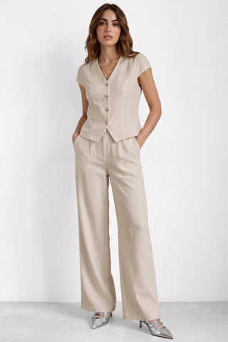 Coordinato JULIENNE quiet luxury in cotone e lino gilet e pantaloni