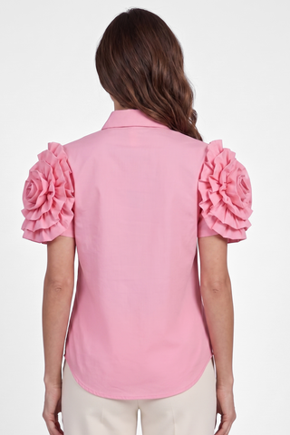 Camicia donna CAMELIA con rouches a manica corta