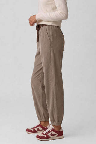 Pantalone donna KAT ampio in velluto millerighe vita alta con cintura