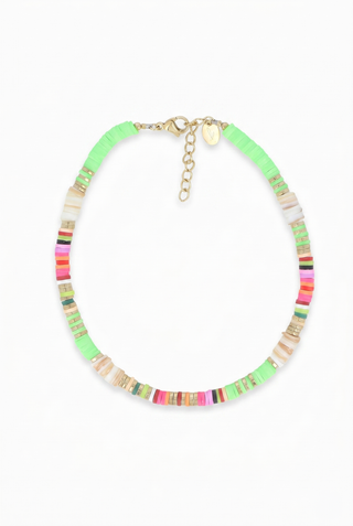 SELLY anklet - steel chain with pearl beads and crustaceans.